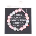 Handmade woven pink and white pearl bracelet with stainless steel heart letter charm. - Letter Y