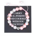 Handmade pink pearl beaded bracelet with stainless steel initial heart charm for women girls. - Letter V