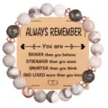 8mm zebra stone volcanic rock beaded bracelet inspirational card gift elastic rope jewelry - Pink Zebra + Plated Lava Stone