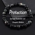 Detail shot of the mens natural stone beaded bracelet featuring lava stone and hematite. - Labradorite