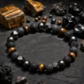 Herren Multi-Stein Energie Perlenarmband Tigerauge Lava Stein Hämatit Elastischer Schmuck - Verwittert 01