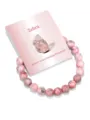 Rosa Edelstein Perlenarmband mit Displaykarte, natürlicher Kristall elastischer Schmuck. - Rosa Zebra Jaspis