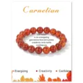 Natural Carnelian Beaded Bracelet 10mm Healing Gemstone Stretch Jewelry for Men Women - Red Agate
