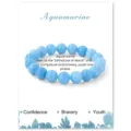 Natural blue aquamarine gemstone beaded bracelet, elegant elastic stretch jewelry for daily wear. - Aquamarine