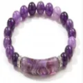Natural purple crystal beaded bracelet with curved tube and spacer beads for women fashion. - Bridge Purple