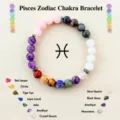 Pulsera chakra del zodiaco Piscis con cuentas de piedras preciosas naturales para energia y suerte. - Piscis