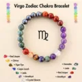 Pulsera de piedras preciosas chakra del zodiaco Virgo con detalles de cuentas de cristal. - Virgo