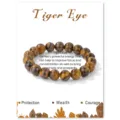 Tiger eye beaded bracelet, 10mm natural stone elastic unisex couple jewelry for daily wear. - Tiger Eye Stone Bracelet