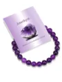Natürlicher violetter Amethyst Perlenarmband mit Heilkarte Stressabbau elastischer Schmuck. - Lila Jade