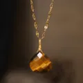 Natural tiger eye stone teardrop pendant necklace elegant gold chain jewelry accessory for women - Tiger Eye Stone Bracelet