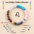 Pulsera de chakra del zodiaco Leo con cuentas de piedra preciosa natural joyeria para hombre y mujer - Leo