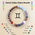 Primer plano detallado del brazalete de piedras preciosas naturales con cuentas. - Géminis