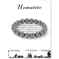 Natural hematite beaded bracelet for men and women, grounding protective gemstone jewelry. - Hematite