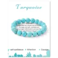 Turquoise beaded bracelet 10mm elastic gemstone jewelry for men women gift card display - Turquoise