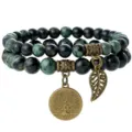 Natural stone beaded bracelet with tree of life pendant bohemian women jewelry variant - Sparrow Stone