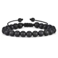 Matte Black Beaded Adjustable Bracelet for Men Women Couple Fashion Jewelry Gift - Frosted