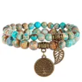 Double layer natural stone beaded bracelet featuring tree of life pendant bohemian style - 05