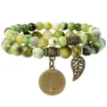 Natural Stone Beaded Bracelet Tree of Life Pendant Bohemian Women Fashion Jewelry - 14