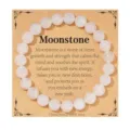 Natural white stone bead bracelet on a decorative card, elegant daily jewelry accessory. - Moonstone Healing Style 38