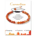 Natural carnelian gemstone beaded bracelet with adjustable cord and beautiful display card - Red Stripe