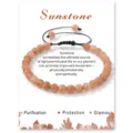 Natural sunstone beaded bracelet with adjustable braided cord healing crystal jewelry gift. - Angelite