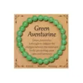 Green Aventurine beaded bracelet with display card for energy healing and inner calm. - Green Aventurine Balance Style 35
