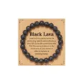 Natural black lava rock beaded bracelet on kraft paper card for women daily wear fashion - Black Lava Stone Style 32