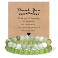 Green cat's eye gemstone beaded bracelet set with thank you kraft card packaging. - 4mm / Southern Jade & Green Cat's Eye