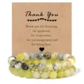 Yellow stone beaded bracelet variant with thank you greeting card for appreciation gifts. - Yellow Turquoise & Topaz