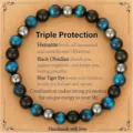 Triple protection beaded bracelet with obsidian, blue tiger eye and hematite stones. - Blue Tiger Eye Triple Protection Style 20