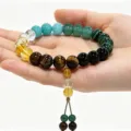 Close-up detail of natural gemstone beaded bracelet, colorful crystal charm jewelry piece. - 6mm / Colorful 01