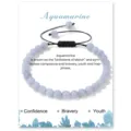 Natural gemstone aquamarine beaded bracelet with handmade adjustable braided cord for women. - Aquamarine