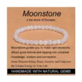 Natural Moonstone Beaded Elastic Bracelet Healing Crystal Gemstone Jewelry for Women - 4mm with Card / White Stone