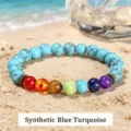 Natural blue turquoise chakra stone bracelet, vibrant yoga bead bracelet for daily wear. - 6mm / Iridescent Blue
