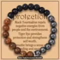 Triple protection bracelet with black obsidian, tiger eye, and hematite beads for daily wear. - Triple Protection Style 3
