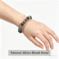 Bracelet en perles de pierre de sang africaine naturelle bijoux de yoga pour femmes - Jaspe sang de dragon