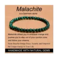 Natural malachite gemstone beaded stretch bracelet, handmade crystal energy jewelry for daily wear. - 4mm with Card / Peacock