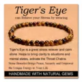 Natural tiger eye stone beaded bracelet, single loop elastic gemstone jewelry variant. - 4mm with Card / Tiger Eye Stone Bracelet