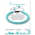 Handmade turquoise beaded bracelet with adjustable woven rope, healing stone jewelry for men women. - 4mm / Turquoise