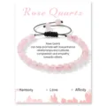 Rose Quartz Beaded Bracelet Adjustable Woven Rope Crystal Jewelry Gift for Women - Rose Quartz