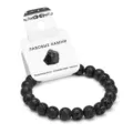 Black lava stone beaded bracelet for women, natural porous volcanic rock stone stretch jewelry gift. - Lava Stone