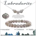 Set di gioielli in labradorite con collana, anello e bracciale di perle in pietra naturale. - Labradorite