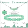 Set di gioielli in cristallo naturale di avventurina verde con collana, anello e bracciale. - Verde