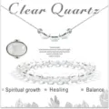 Set di gioielli in cristallo di rocca naturale con collana anello e bracciale per le donne. - Imitazione Cristallo Bianco