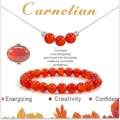 Set di gioielli in pietra preziosa corniola con collana bracciale e anello donna - Rosso