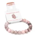 Natural stone beaded bracelet with pink and grey gemstone beads for women and girls daily wear. - Pink Zebra Stone