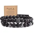 Vista detallada de la elegante pulsera de cuentas de piedra natural de doble capa con tarjeta. - 23