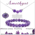 Set di gioielli in ametist collana anello e bracciale pietre curative di cristallo viola - Viola