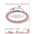 Natural strawberry quartz beaded bracelet with adjustable braided cord for women and girls. - Strawberry Quartz