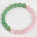 Bracelet de perles en pierres vertes et roses avec intercallaires de mode élégant. - 02